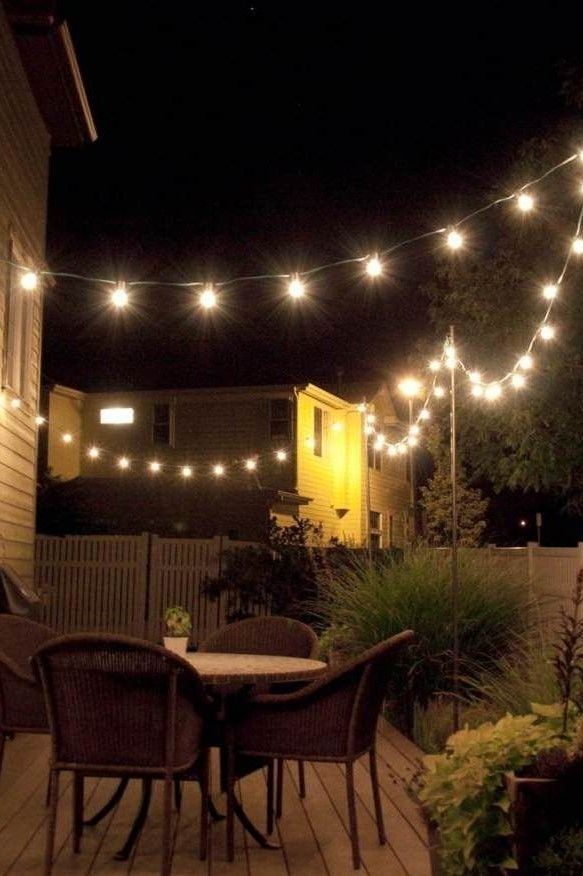 Diy Outdoor String Lights How To String Outdoor Lighting Without Throughout Hanging Outdoor Lights Without Trees (Photo 8 of 10)