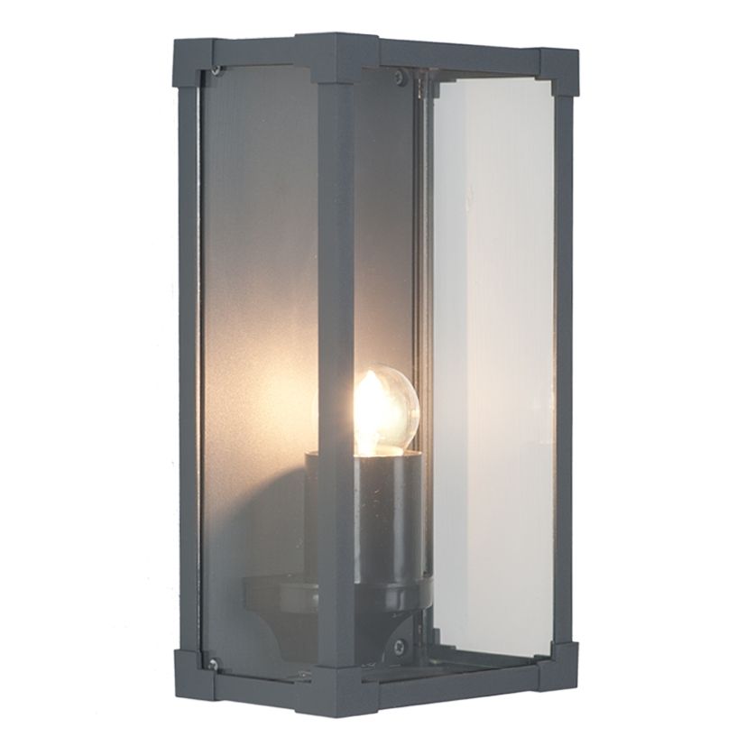 Grey Metal & Glass Box Outdoor Wall Light For Grey Outdoor Wall Lights (Photo 8 of 10)