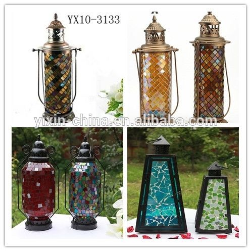 Handmade Outdoor Hanging Mosaic Glass Metal Lantern Candle Holders Inside Outdoor Hanging Metal Lanterns (View 5 of 10)