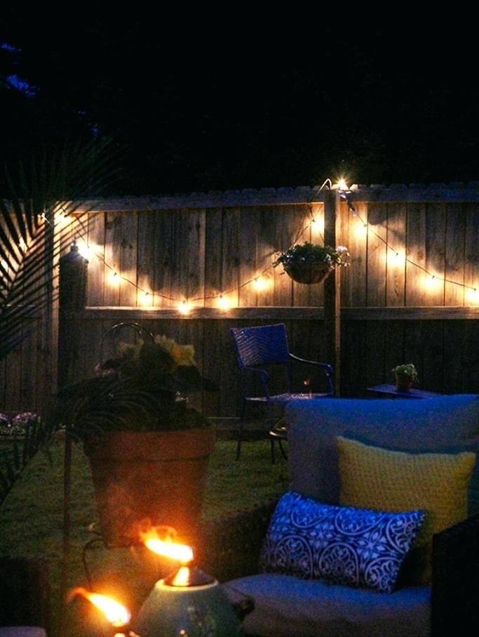 Hanging Outdoor Patio Lights Comfortable Chair With Nice Fire Pit Inside Hanging Outdoor Lights On Fence (Photo 1 of 10)