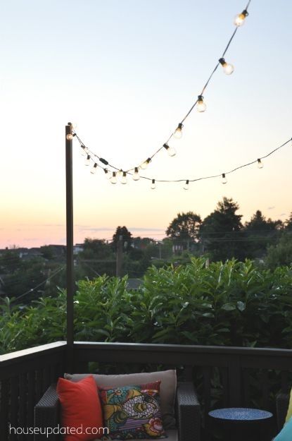 How To Make A Pole To Add String Lights To The Deck! | Back Yard Throughout Pole Hanging Outdoor Lights (Photo 2 of 10)