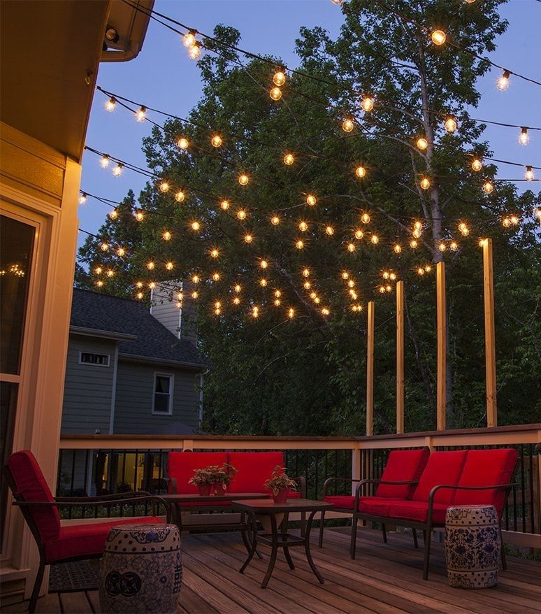 How To Plan And Hang Patio Lights | Patio Lighting, Outdoor Living Pertaining To Hanging Outdoor Lights On House (View 5 of 10)