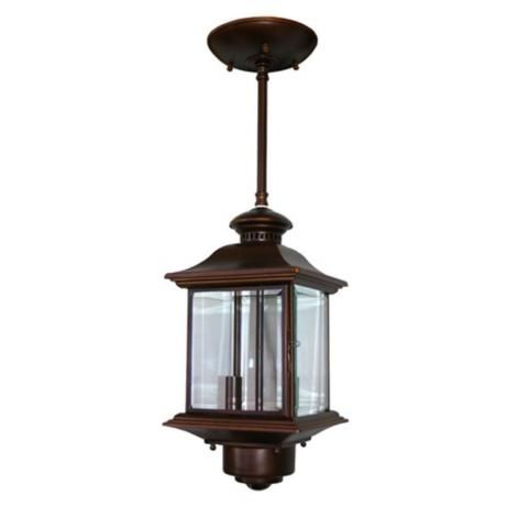 Motion Sensor 14" High Antique Bronze Outdoor Hanging Light $129 Pertaining To Hanging Outdoor Security Lights (Photo 3 of 10)