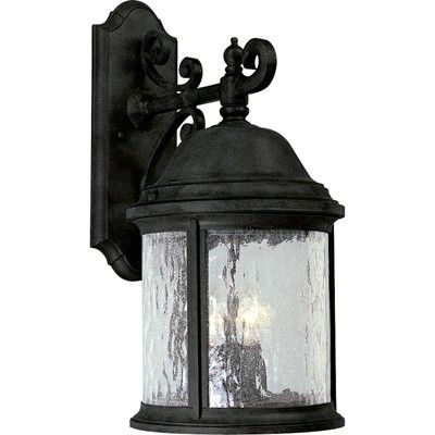 Outdoor Three Light Cast Aluminum Wall Lantern With Water Seeded With Outdoor Wall Lighting With Seeded Glass (Photo 1 of 10)