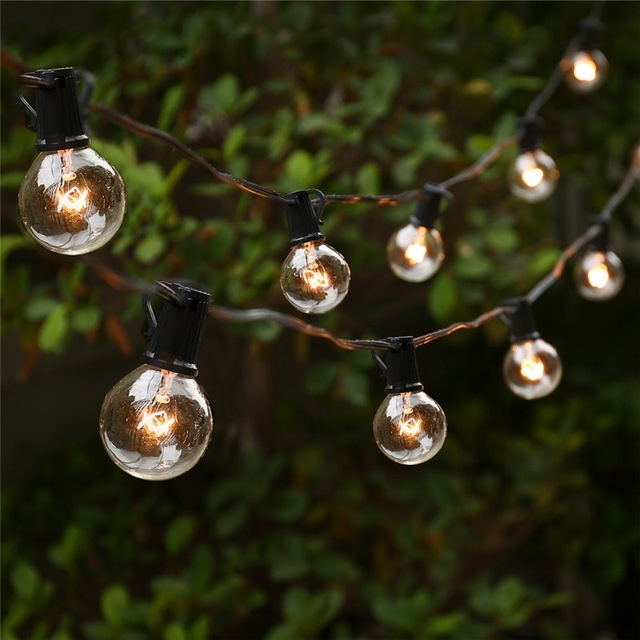 String Lights With 25 G40 Globe Bulbs Ul Listed For Indoor/outdoor For Commercial Outdoor Hanging Lights (Photo 1 of 10)