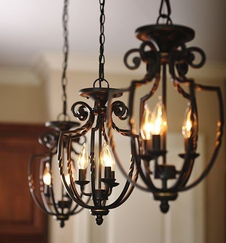 Three Wrought Iron Hanging Pendant Light Fixtures Lighting Within Intended For Outdoor Iron Hanging Lights (Photo 1 of 10)