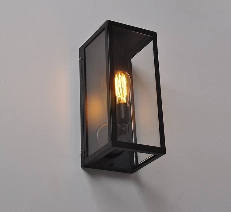 Wall Sconce Clear Class Cover Outdoor Wall Light Metal Frame Glass Inside Outdoor Wall Light Glass (Photo 1 of 10)