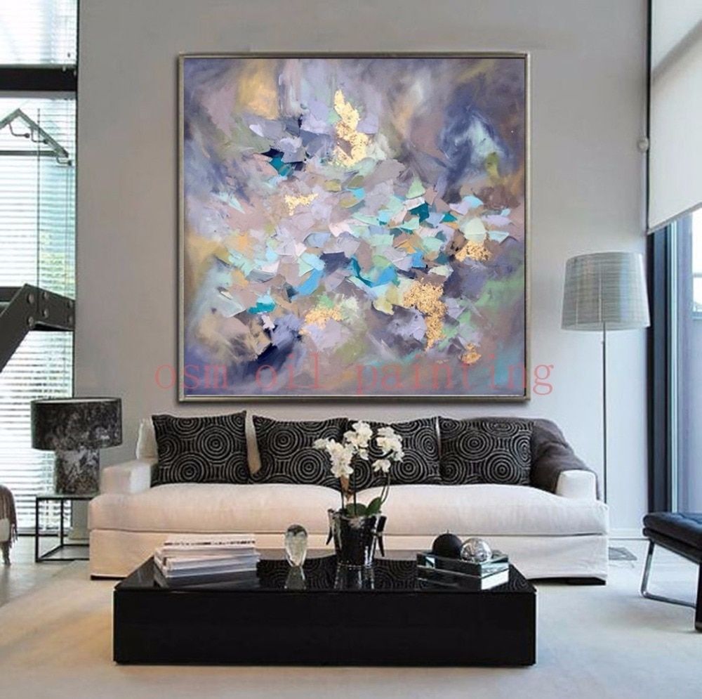 100% Handmade Modern Abstract Wall Art Decor Acrylic Canvas Pictures Inside Acrylic Wall Art (View 17 of 20)