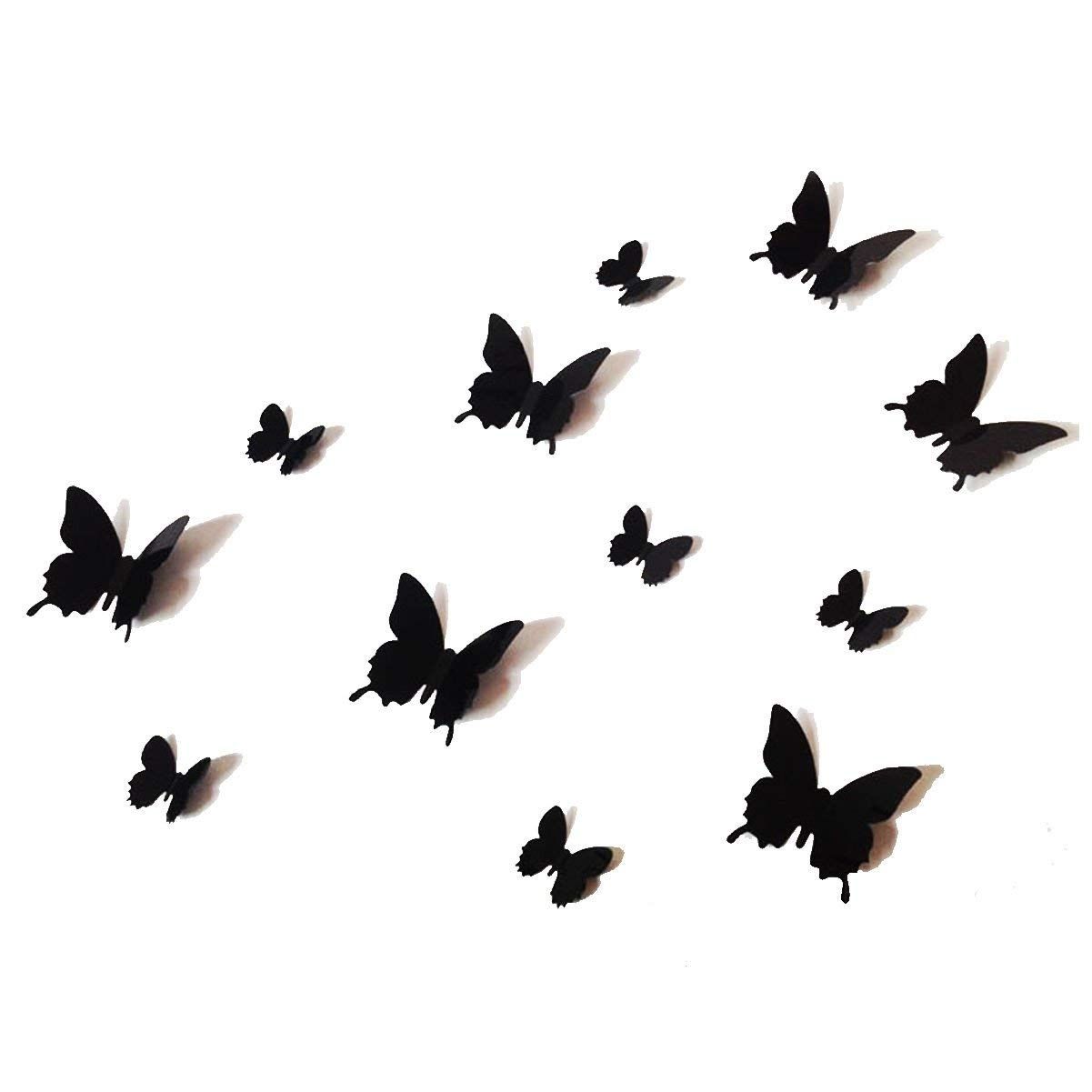 12pcs 3d Black Butterfly Wall Stickers Art Decal Pvc Butterflies For Butterfly Wall Art (View 10 of 20)