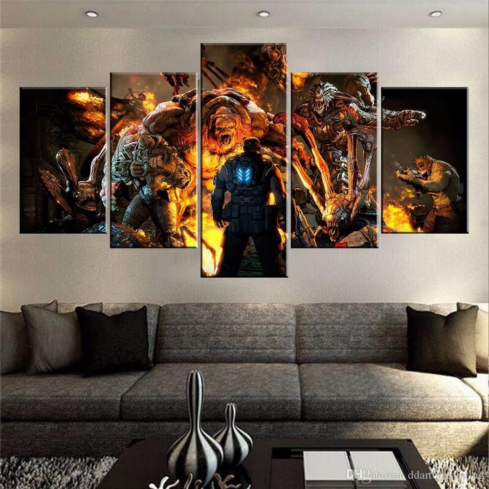 2018 60x32 Canvas Art Print, 5 Panels Game Living Room Wall Art Within Multi Panel Wall Art (Photo 1 of 20)