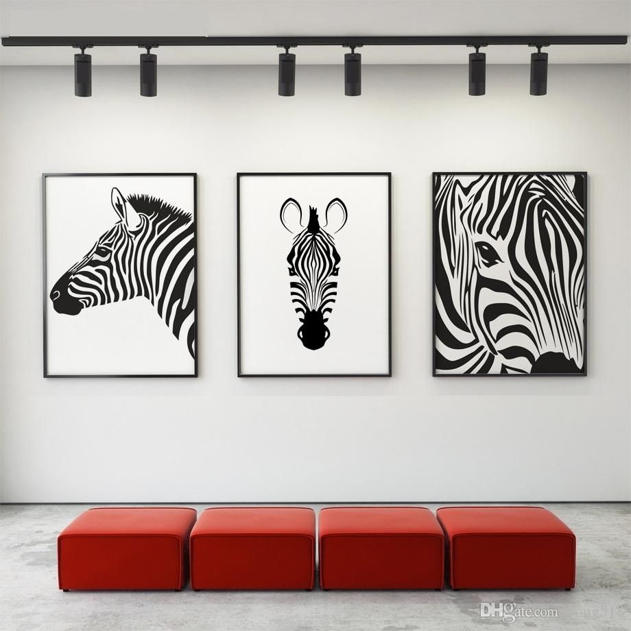 2018 Canvas Painting Nordic Black White Animal Horse Wall Art Canvas In White Wall Art (Photo 5 of 20)