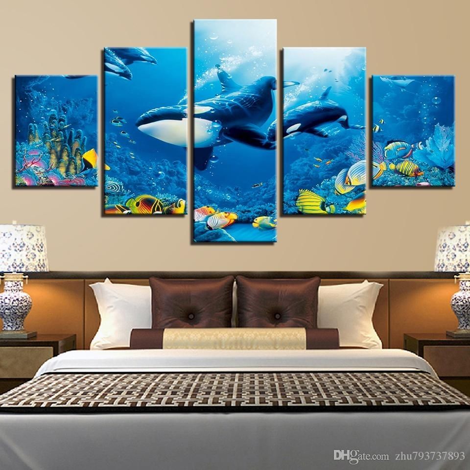 2018 Hd Prints Room Wall Art Framework Deep Blue Ocean Whale Intended For Whale Canvas Wall Art (Photo 13 of 20)