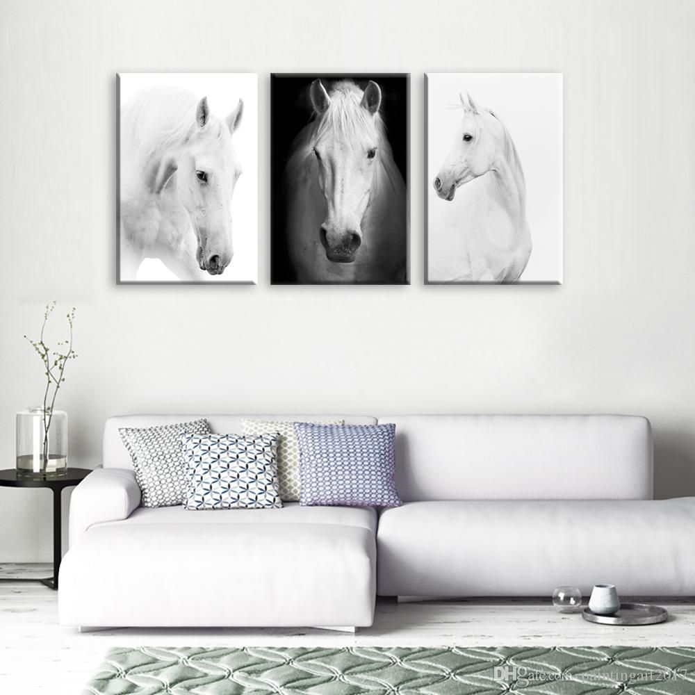 2018 White Horse Wall Art Canvas Prints Modern Art Home Decor For Pertaining To Horse Wall Art (View 17 of 20)