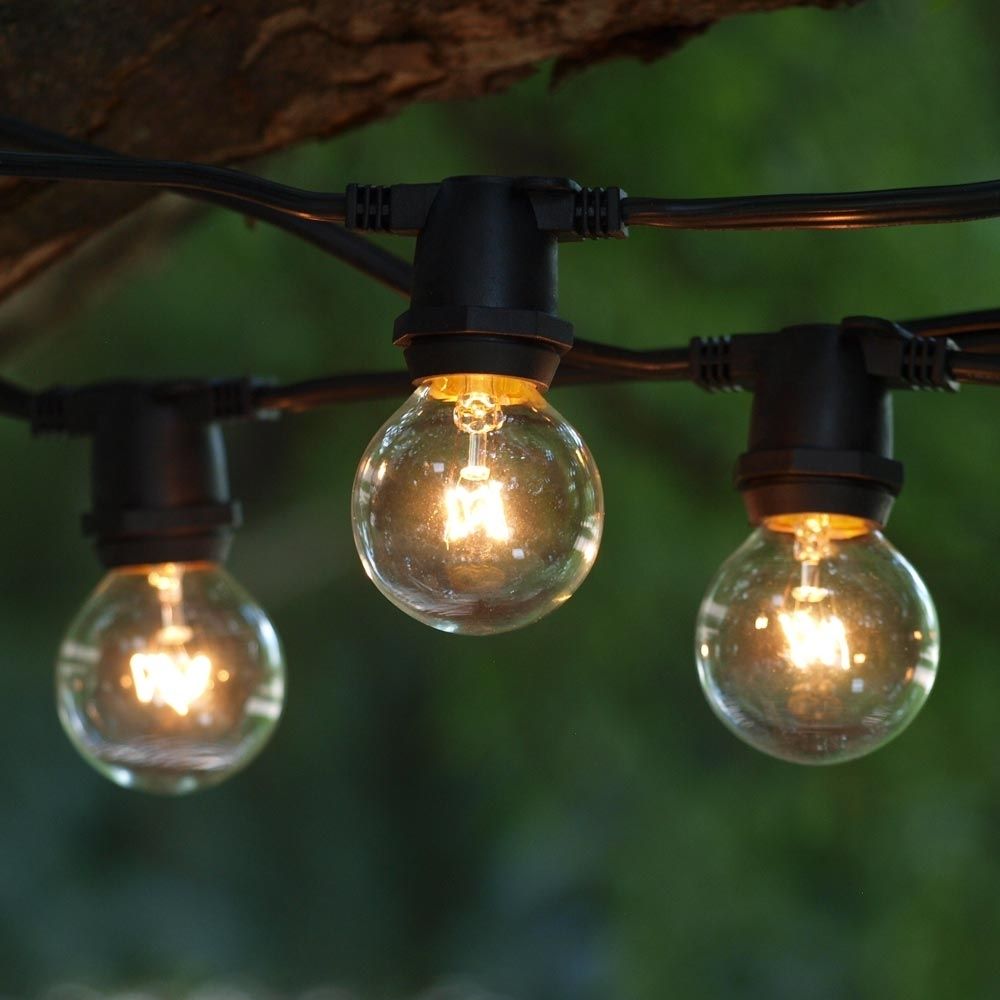 25 Ft Black Commercial C9 String Light With G40 Clear Bulbs Pertaining To Outdoor String Lanterns (Photo 6 of 20)