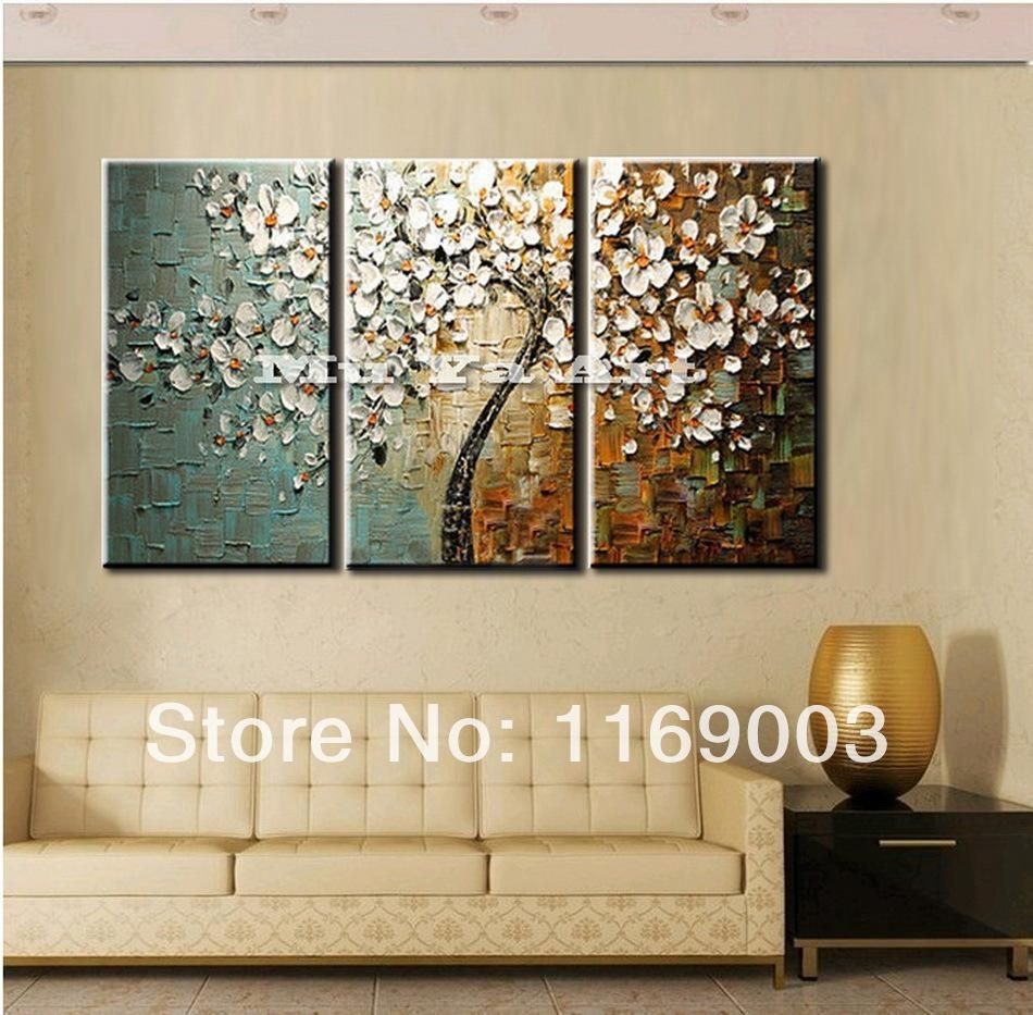 3 Panel Wall Art Canvas Tree Acrylic Decorative Pictures Hand Regarding Acrylic Wall Art (View 6 of 20)