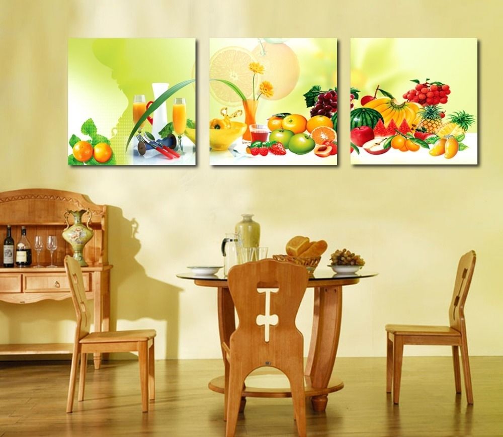 3 Piece Canvas Art Home Decoration Wall Art Painting Fruit, Kitchen Inside Kitchen Canvas Wall Art (View 20 of 20)