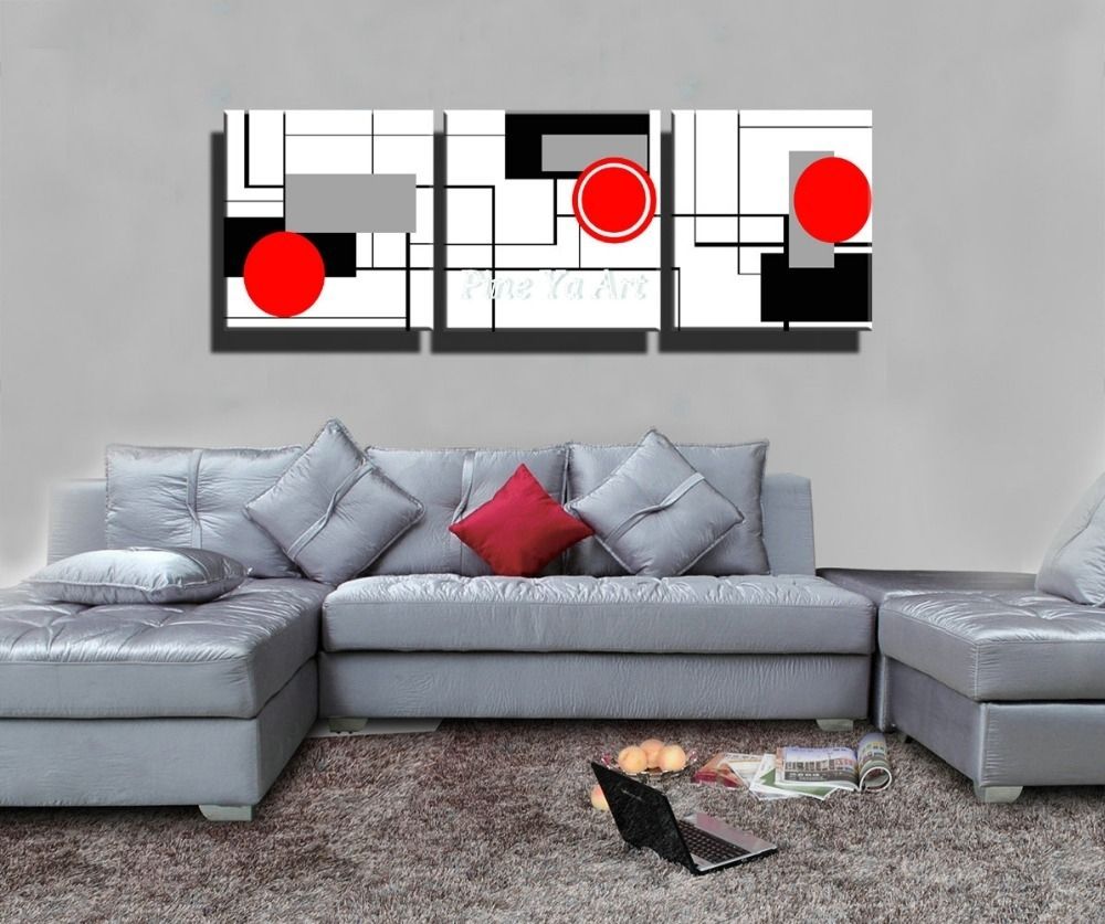 3 Piece Hd Print Cheap Red Black White Modern Artwork Abstract Intended For Red And Black Canvas Wall Art (Photo 12 of 20)