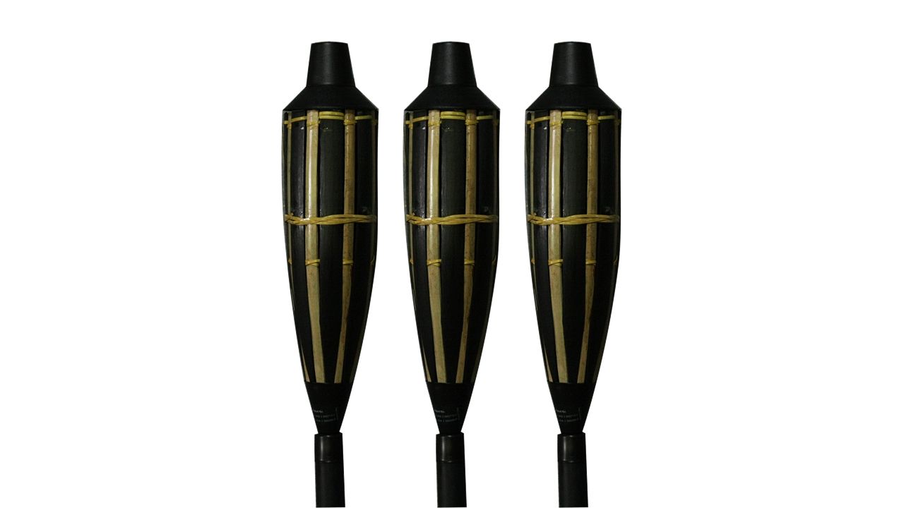 3pk. Kd Bamboo Torch W/ Black Pole In Outdoor Bamboo Lanterns (Photo 7 of 20)