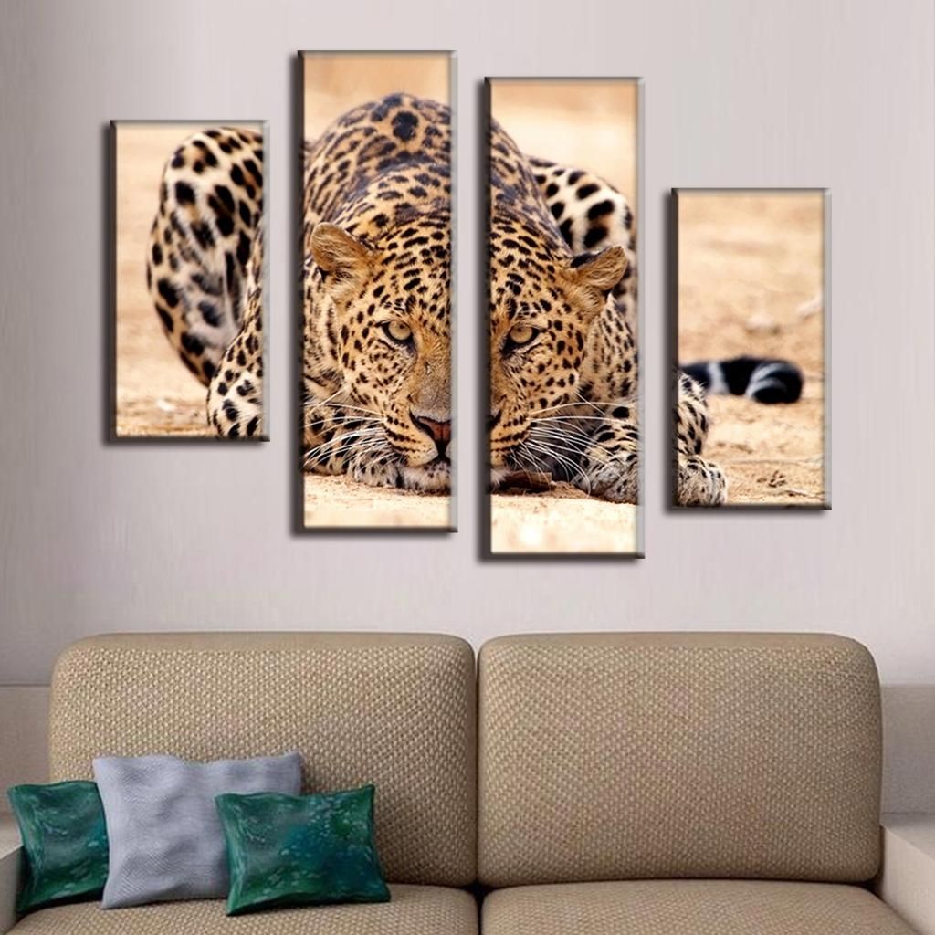 4 Pcs/set Excellent Large Canvas Paintings Animal Wall Art Picture With Large Canvas Painting Wall Art (Photo 20 of 20)