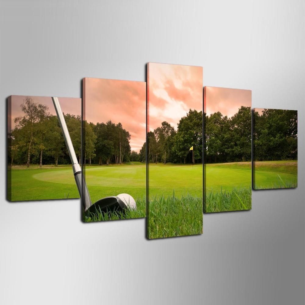 5 Piece Canvas Art Hd Print Canvas Room Home Decor Wall Art Hd Golf Intended For Golf Canvas Wall Art (Photo 7 of 20)