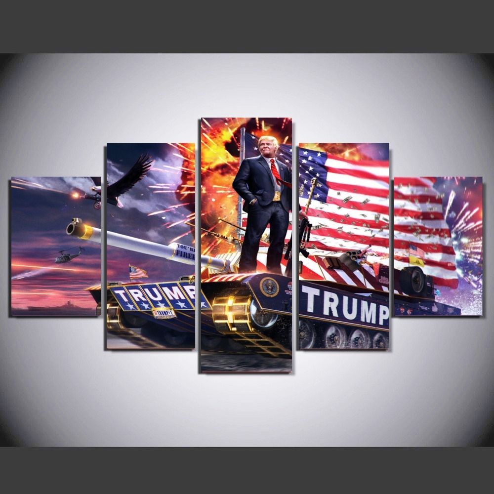 5 Pieces American Donald Trump Poster Modern Home Wall Decor Canvas For 5 Piece Wall Art Canvas (View 11 of 20)