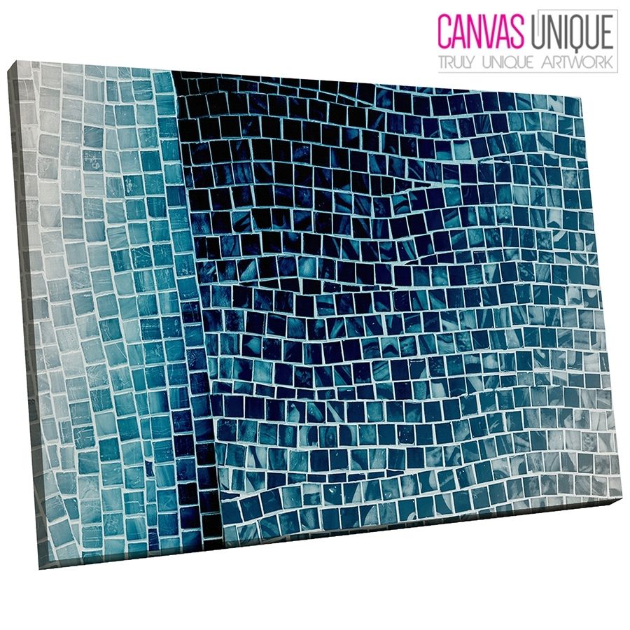 Ab1609 Blue Black Tile Mosaic Abstract Wall Art Picture Large Canvas Regarding Tile Canvas Wall Art (View 16 of 20)