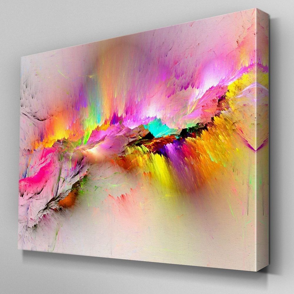 Ab970 Modern Pink Yellow Large Canvas Wall Art Abstract Picture Inside Modern Large Canvas Wall Art (View 11 of 20)