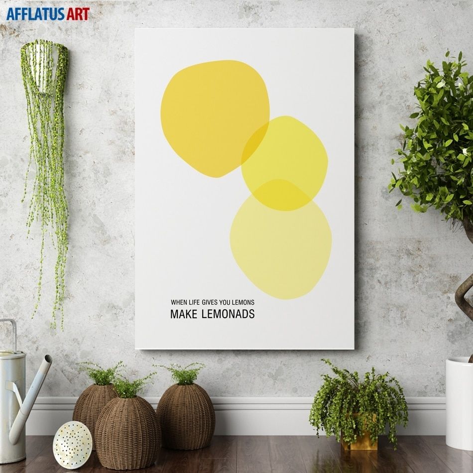 Abstract Art Lemon Wall Art Canvas Painting For Living Room Nordic With Lemon Wall Art (Photo 12 of 20)