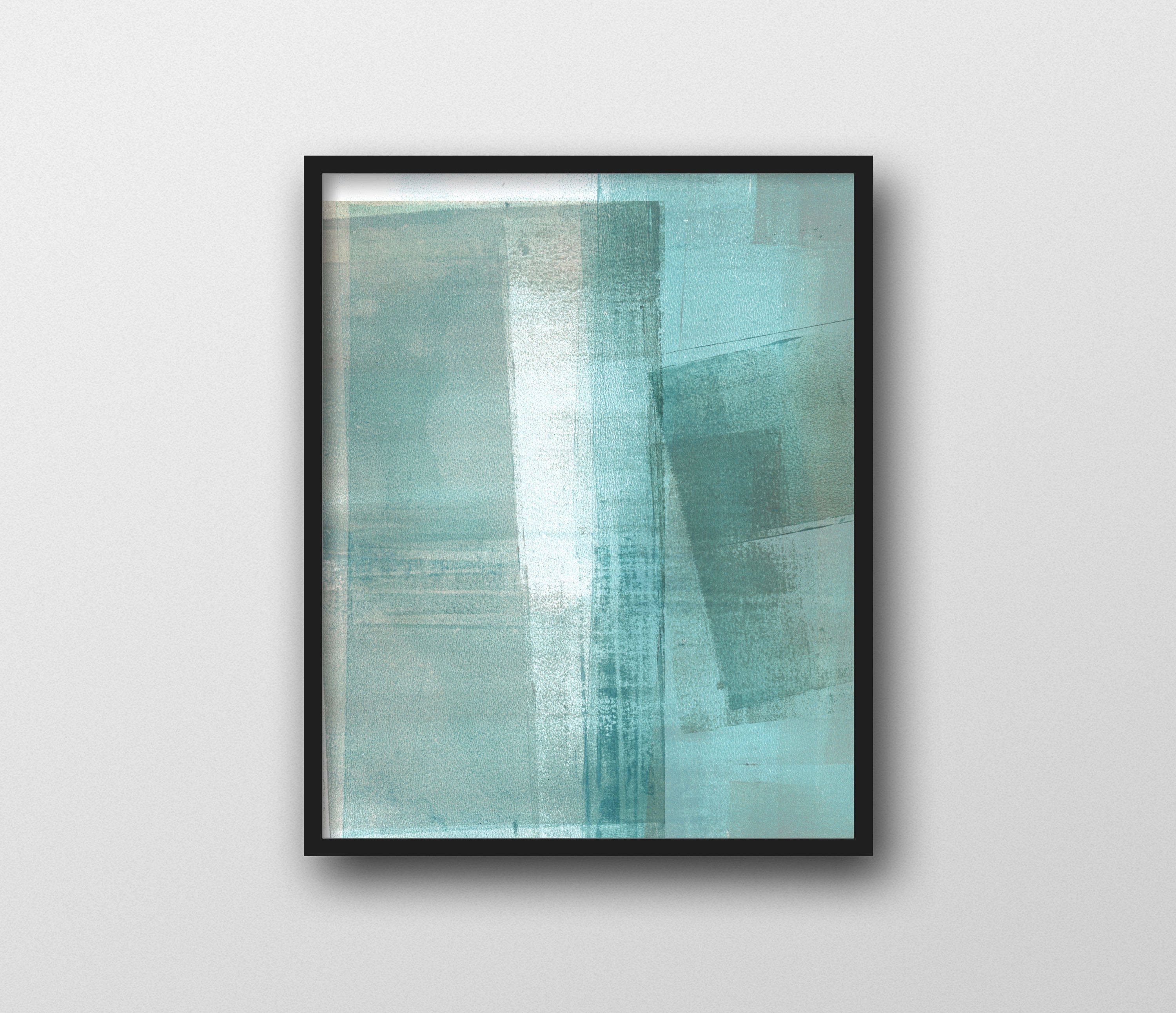 Abstract Art, Turquoise Aqua Print, Minimalist Wall Art Throughout Turquoise Wall Art (Photo 10 of 20)