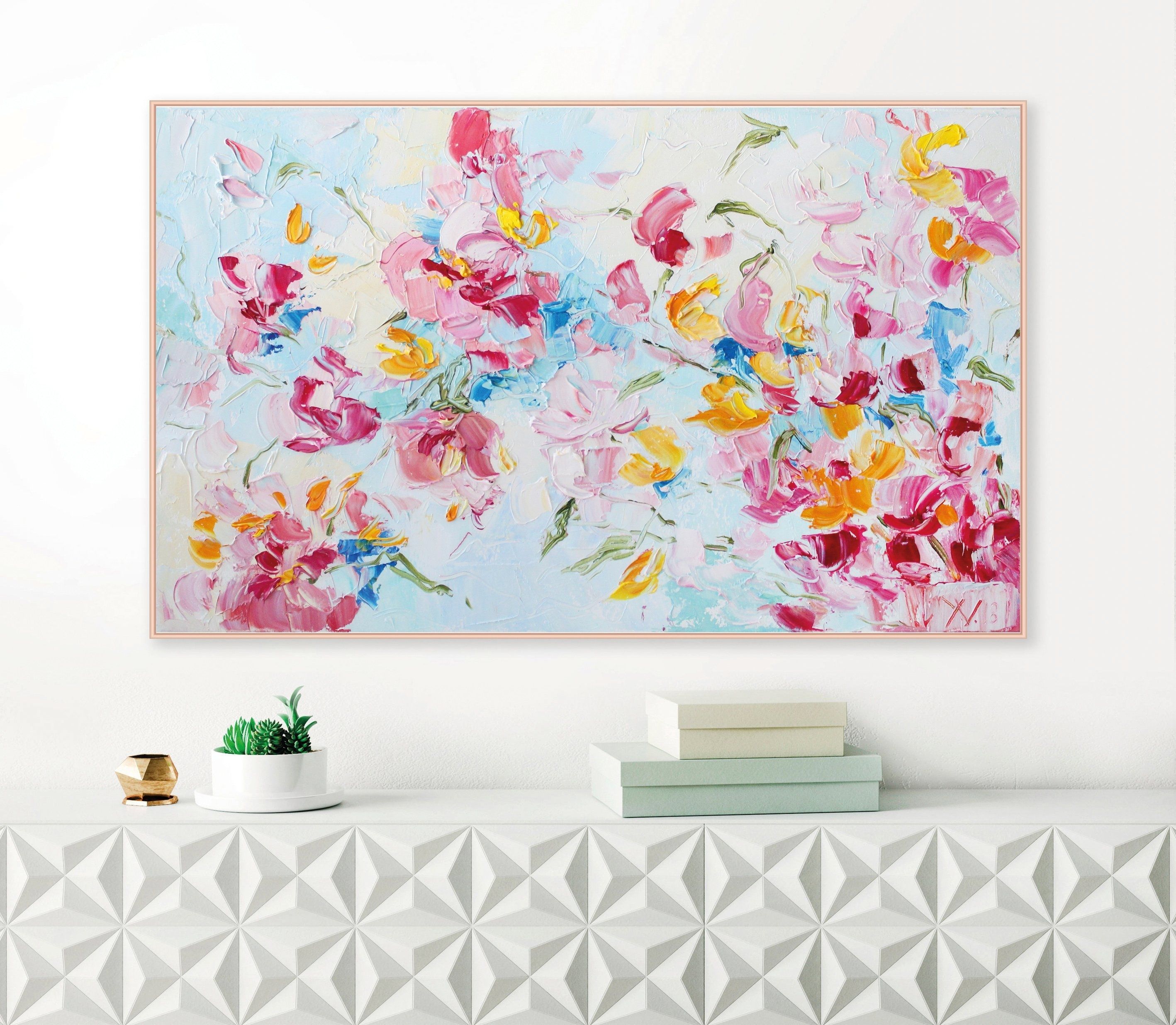 Abstract Floral Oil Painting, Floral Wall Art, Abstract Flower With Regard To Floral Wall Art (View 8 of 20)