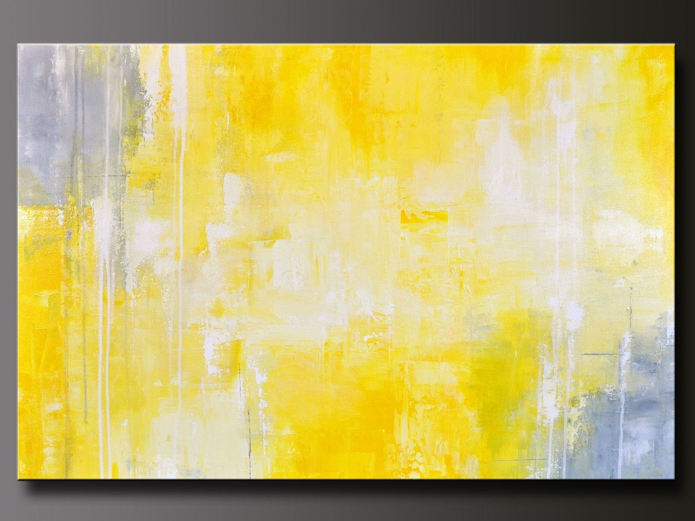 Abstract In Yellow 13 Abstract Acrylic Painting, Yellow And Gray With Regard To Yellow And Grey Wall Art (View 12 of 20)