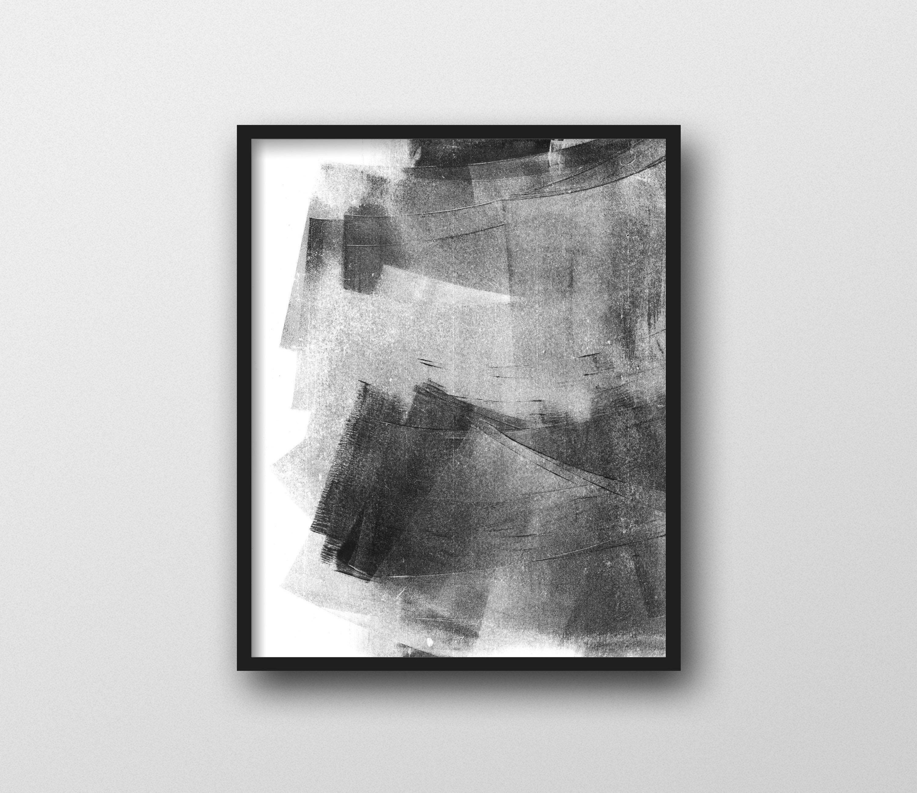 Abstract Painting, Black And White Framed Wall Art, Modern Abstract For Grey Wall Art (View 15 of 20)
