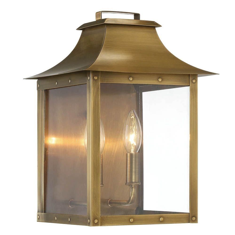 Acclaim Lighting Manchester Collection 2 Light Aged Brass Outdoor Within Brass Outdoor Lanterns (Photo 1 of 20)