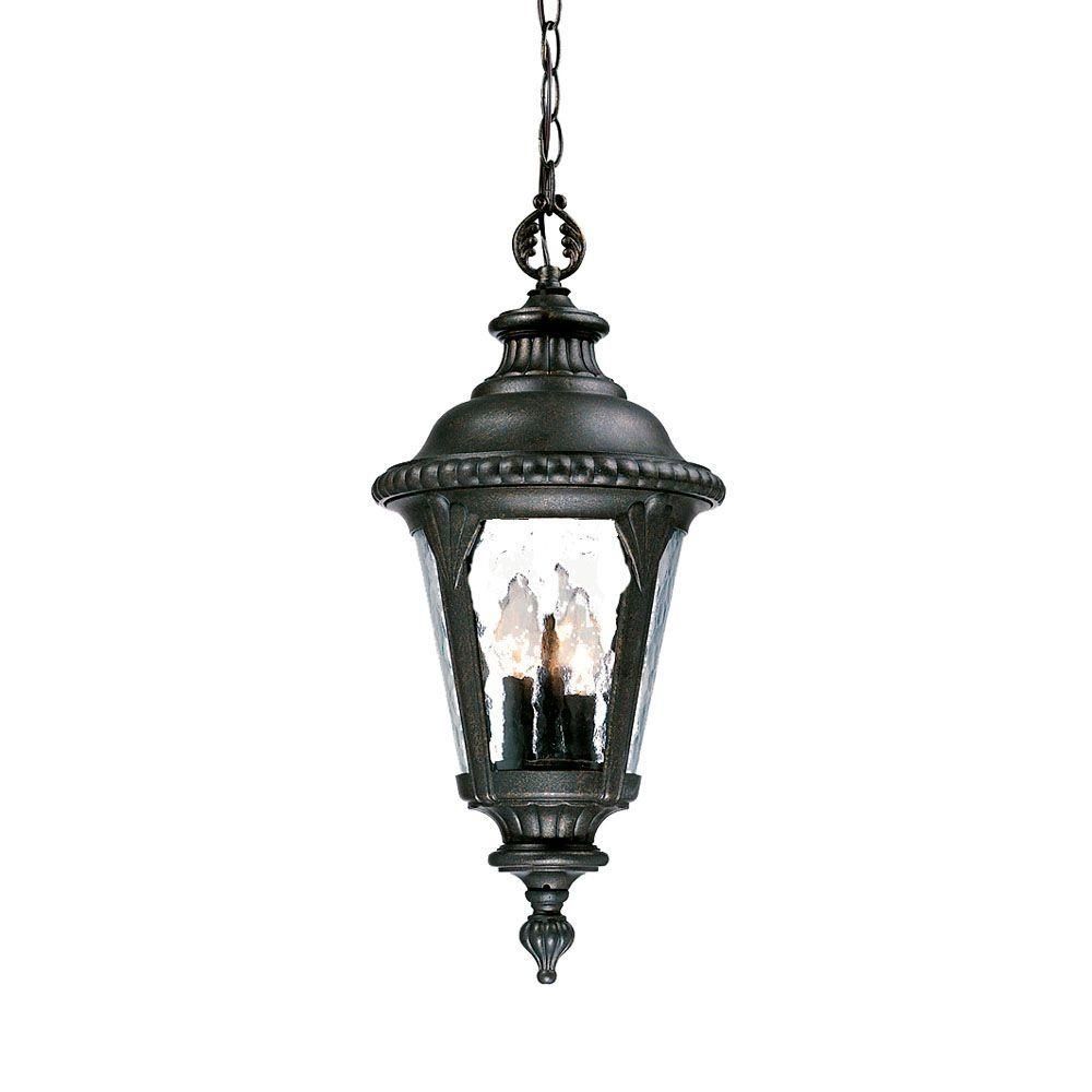 Acclaim Lighting Surrey Collection 3 Light Black Gold Outdoor Inside Gold Outdoor Lanterns (Photo 9 of 20)