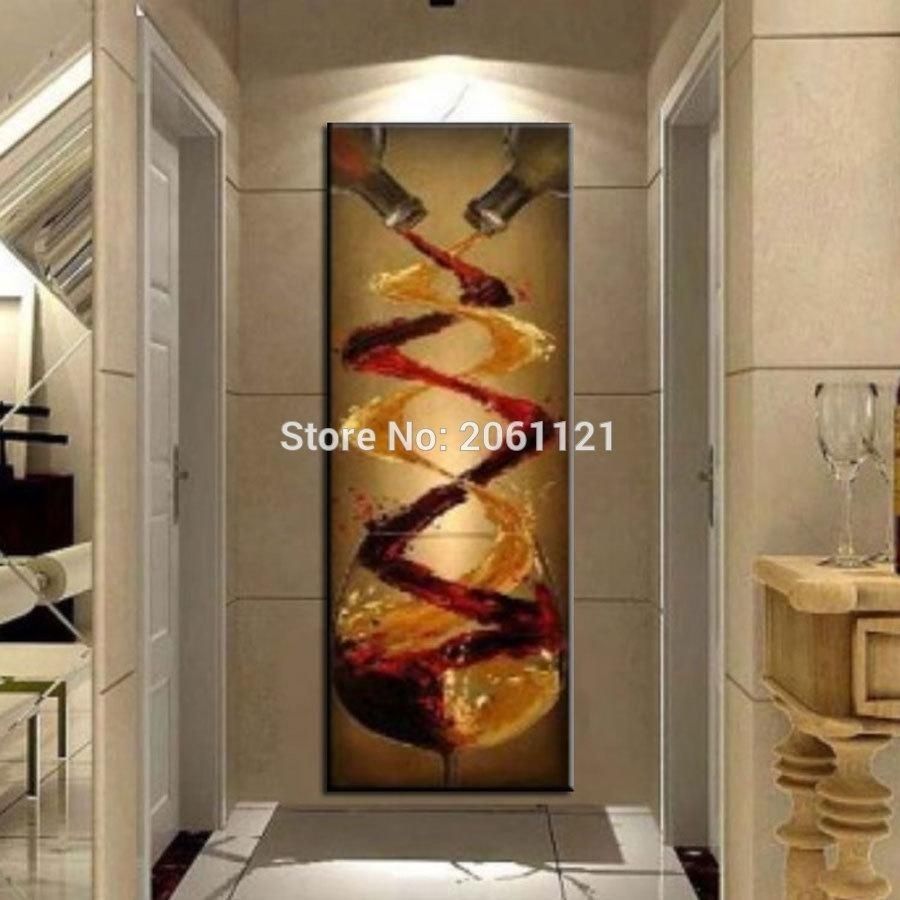 Aliexpress Buy Abstract Canvas Oil Painting Hand Painted With Long Inside Long Canvas Wall Art (Photo 12 of 20)