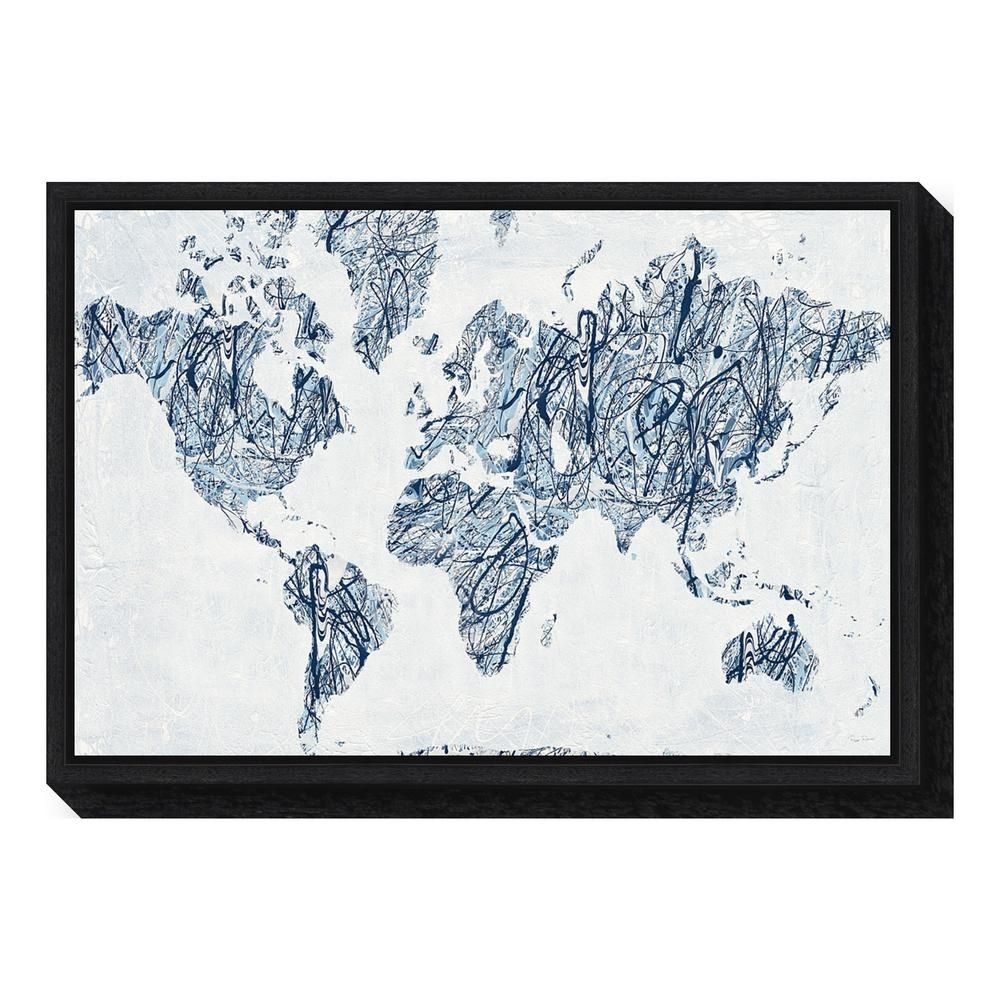 Amanti Art "world On A String Map"piper Rhue Framed Canvas Wall With String Map Wall Art (View 13 of 20)