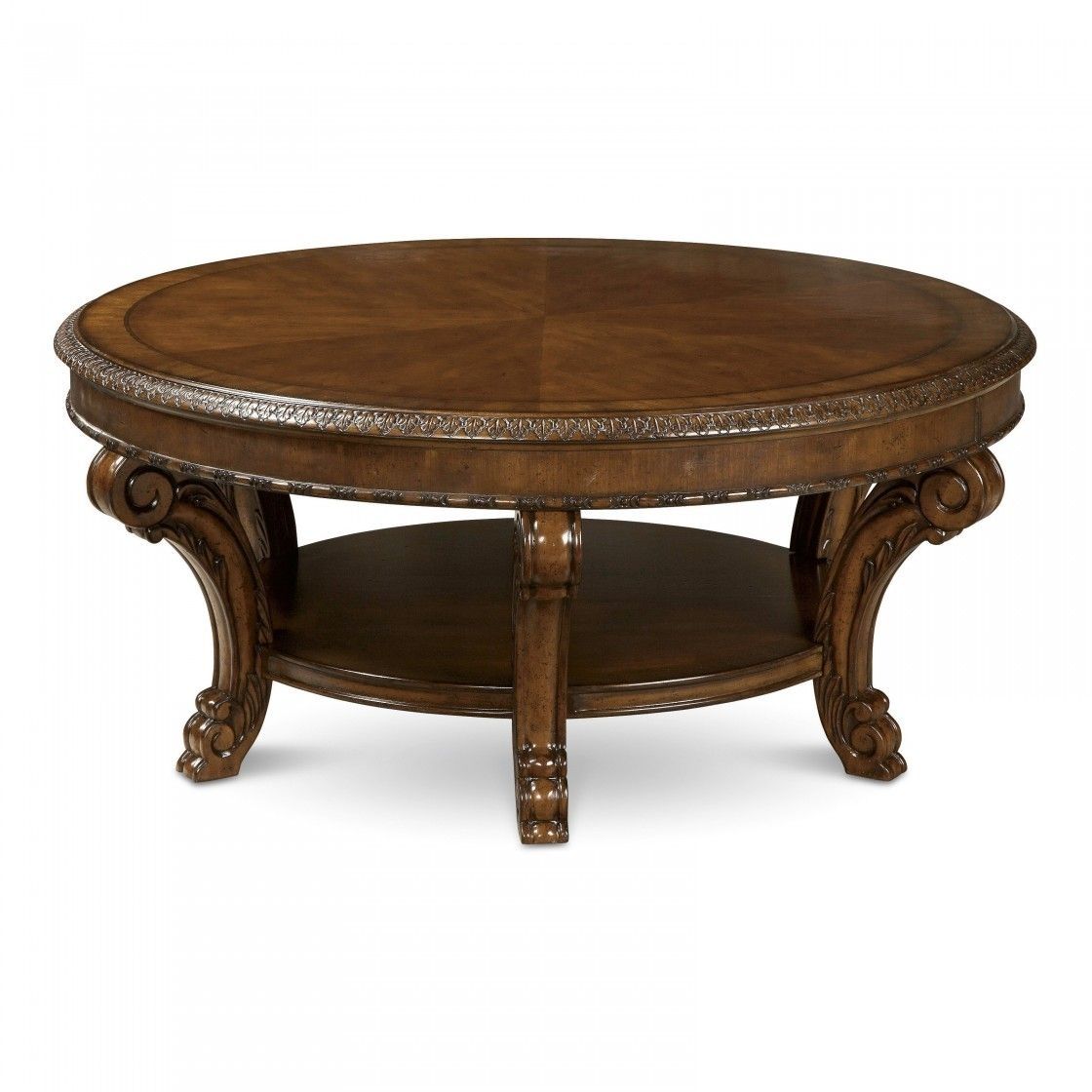 Amazing Luxury High Gloss Finished Brown Wooden Furniture Hand Pertaining To Round Carved Wood Coffee Tables (View 11 of 30)