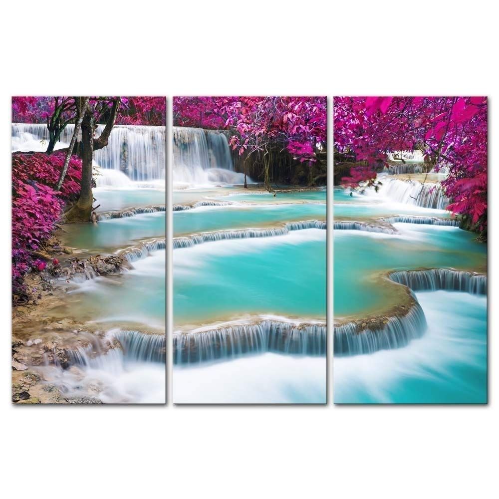 Amazon: 3 Pieces Modern Canvas Painting Wall Art The Picture For For Turquoise Wall Art (Photo 17 of 20)