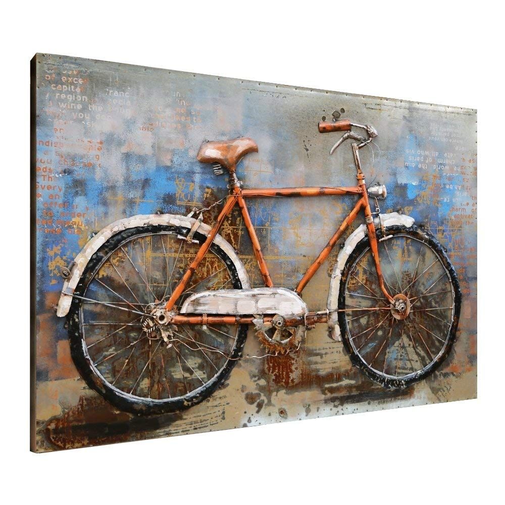 Amazon: Asmork 3d Metal Art – 100% Handmade Metal Unique Wall Intended For Bicycle Wall Art (Photo 6 of 20)