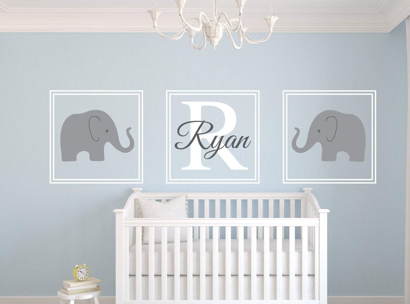 Amazon : Elephant Name Wall Decal Set Nursery Wall Decor : Baby Regarding Baby Wall Art (View 9 of 20)