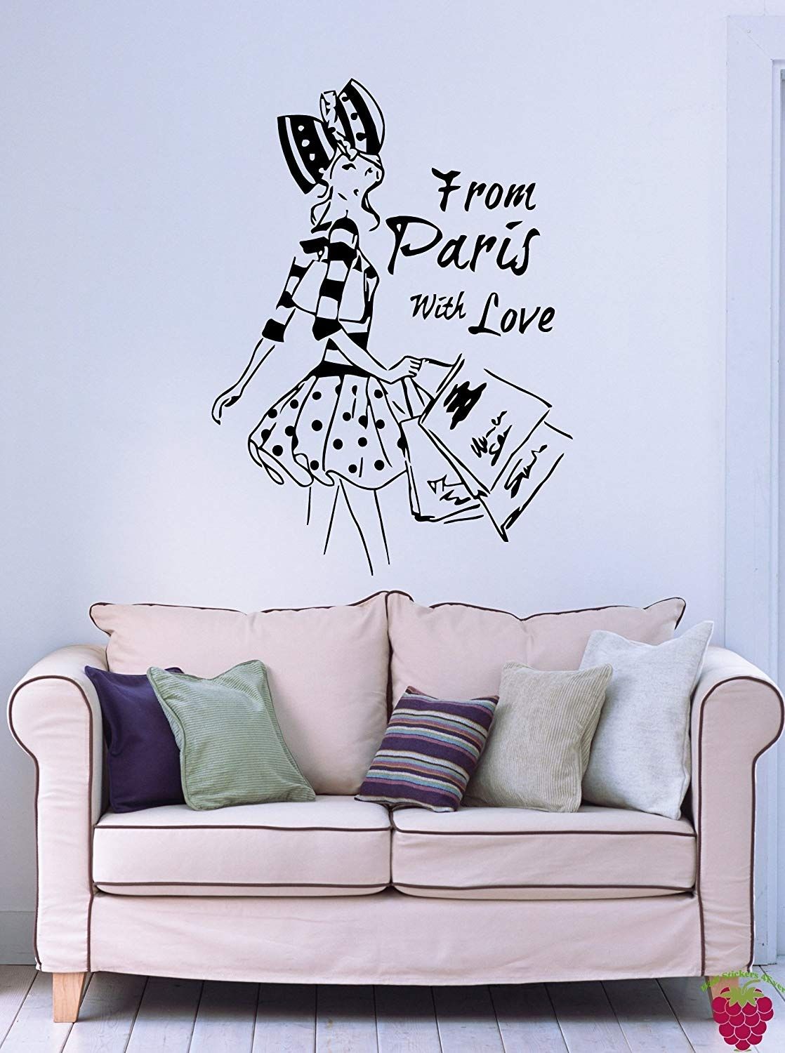 Amazon: From Paris With Love French Fashion Woman Decor Wall Art Intended For Wall Art Stickers (View 7 of 20)