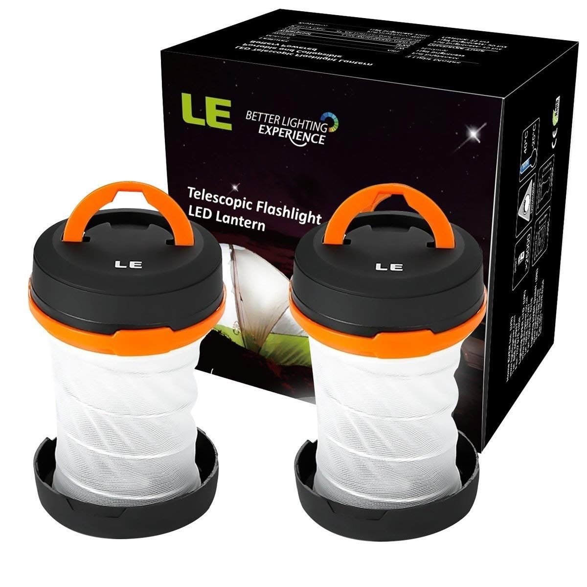 Amazon : Le Portable Led Lantern Collapsible Camping Light 3 With Outdoor Orange Lanterns (Photo 19 of 20)