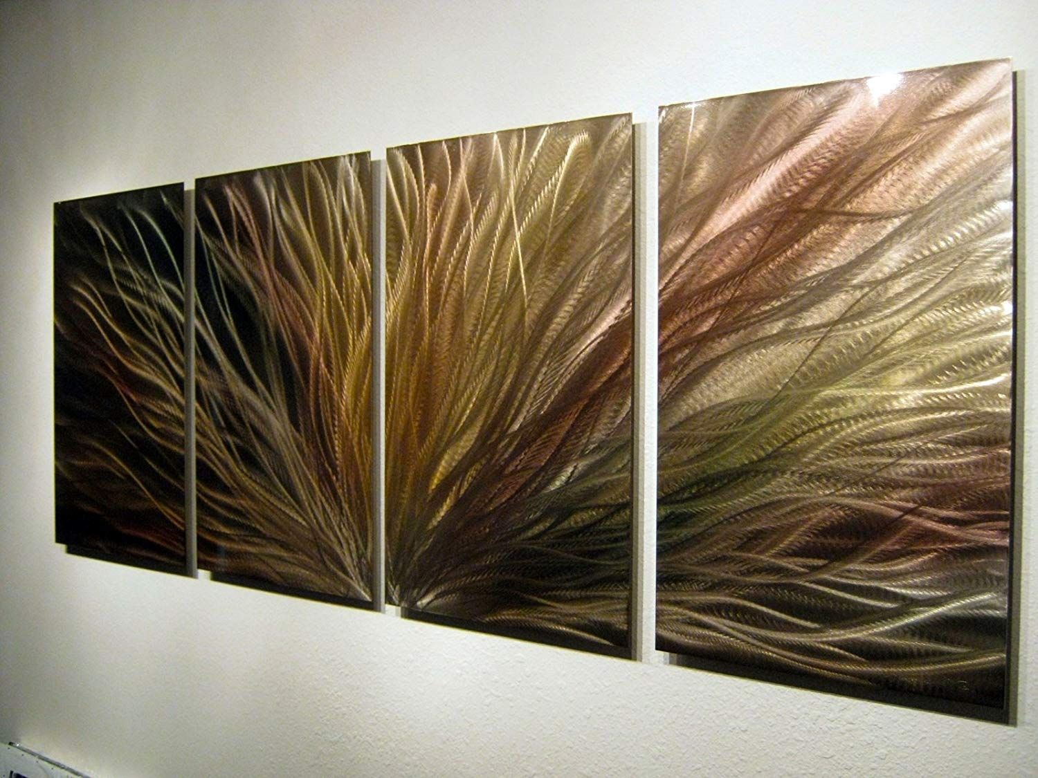 Amazon: Metal Wall Art, Modern Home Decor, Abstract Wall With Regard To Bronze Wall Art (View 1 of 20)