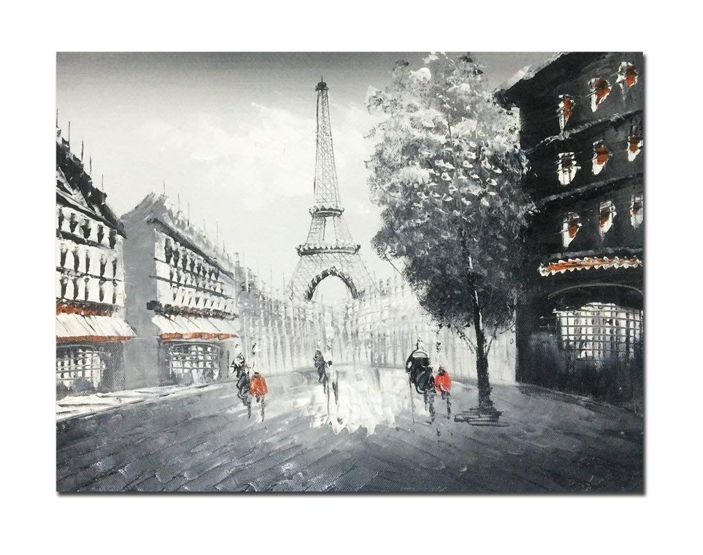 Amazon: Muzagroo Art Oil Paintings Hand Painted Paris Eiffel For Paris Wall Art (View 3 of 20)