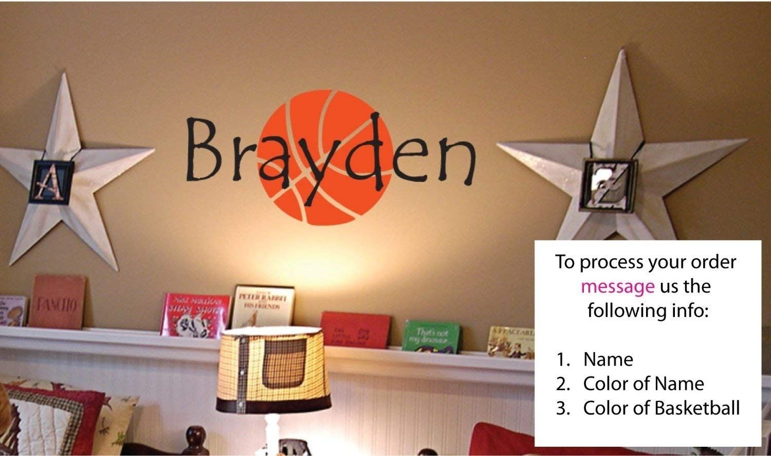 Amazon: Newsee Decals Personalized Name – Childrens Wall Art Pertaining To Basketball Wall Art (Photo 13 of 20)
