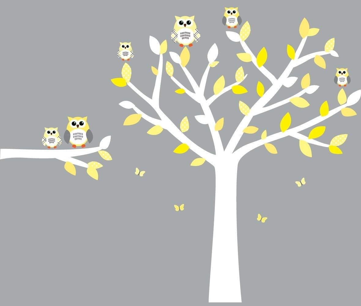 Amazon: Owl Wall Decals, Nursery Room Wall Decals, Yellow And Pertaining To Baby Room Wall Art (Photo 13 of 20)
