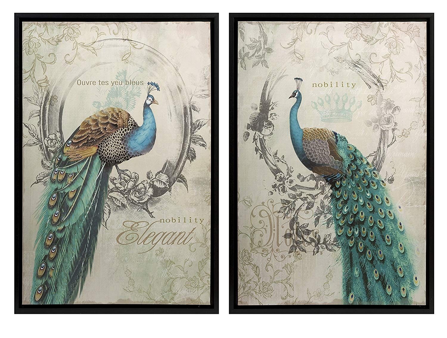 Amazon: Panache Peacock Art – Set Of 2: Wall Decor Stickers Intended For Wall Art Sets (Photo 4 of 20)