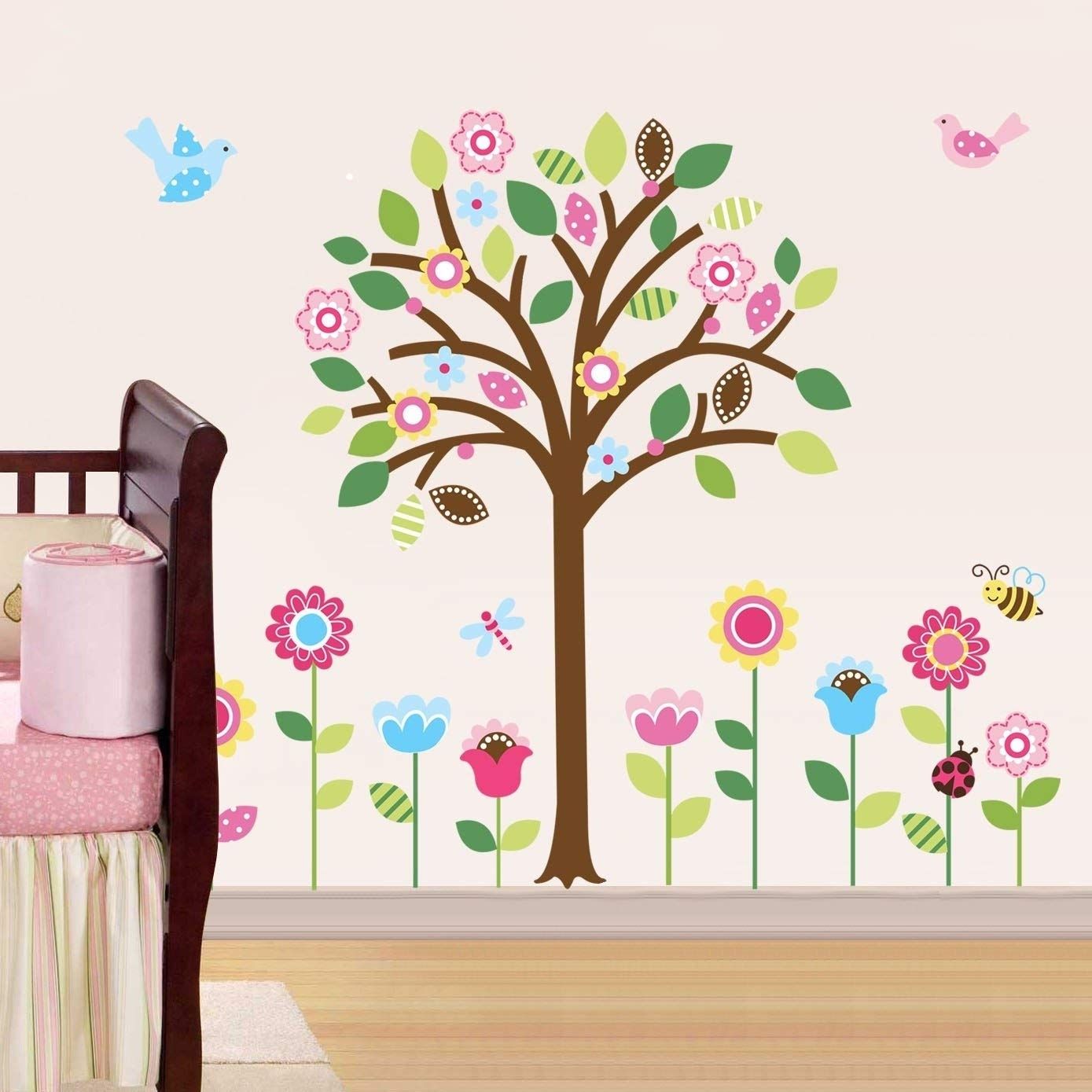 Amazon: Pretty Pastel Garden Giant Peel & Stick Wall Art Sticker Within Baby Wall Art (View 4 of 20)