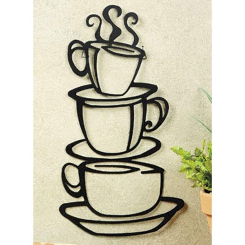 Amazon: Super Z Outlet Black Coffee Cup Silhouette Metal Wall Inside Coffee Wall Art (Photo 1 of 20)