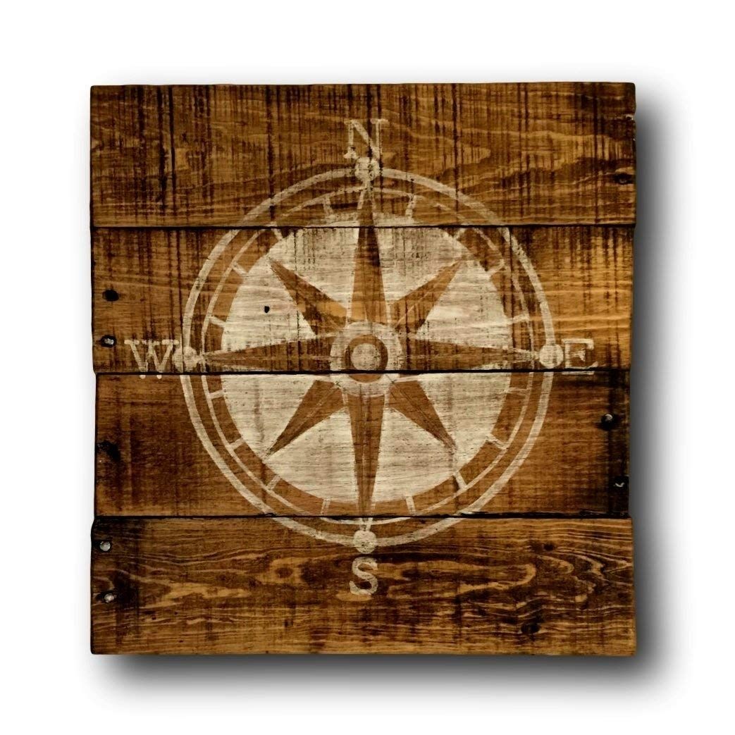 Amazon: Wood Compass Wall Hanging / Nautical Nursery / Pallet Throughout Wood Wall Art (View 17 of 20)